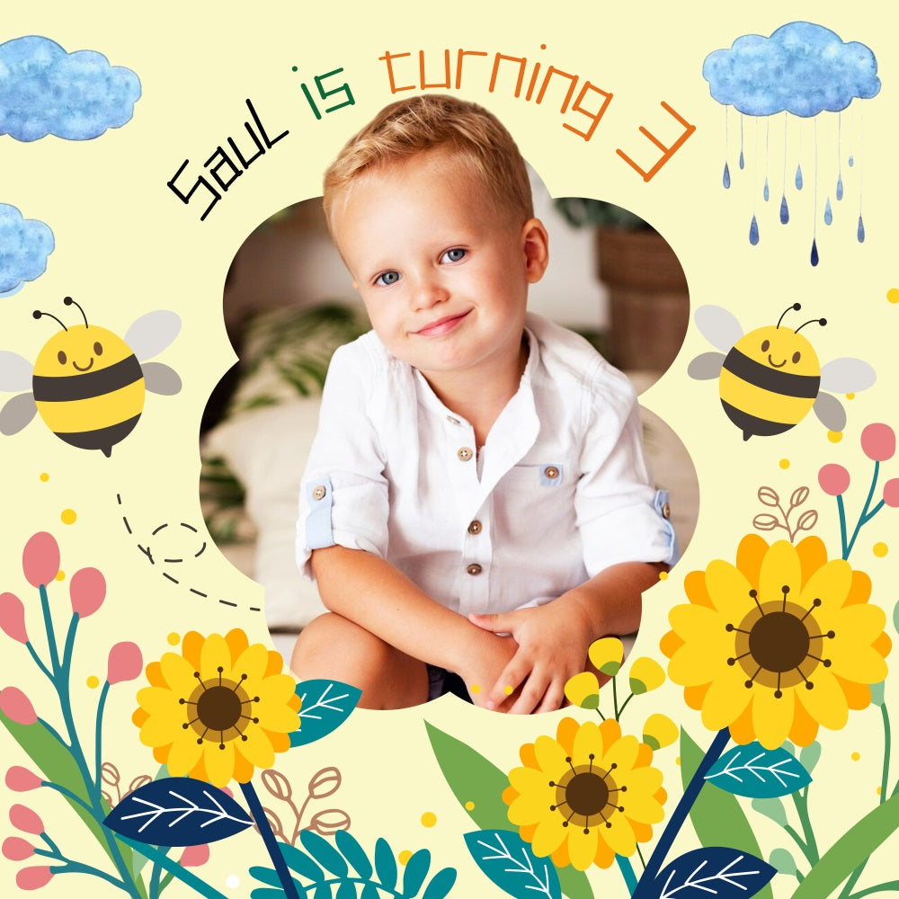 Birthday Party Backdrop 3rd Bee Blooms Backdrop LXX5-130