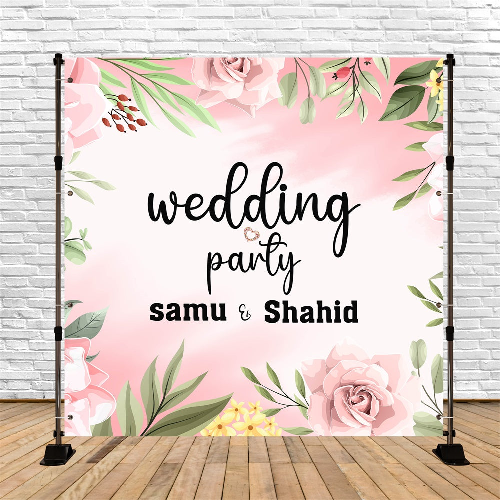 Wedding Photo Backdrop Romantic Pink Flower Custom Backdrop LXX5-158