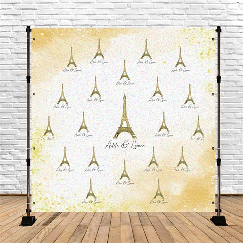 Wedding Photo Backdrops Golden Eiffel Tower Backdrop LXX5-174