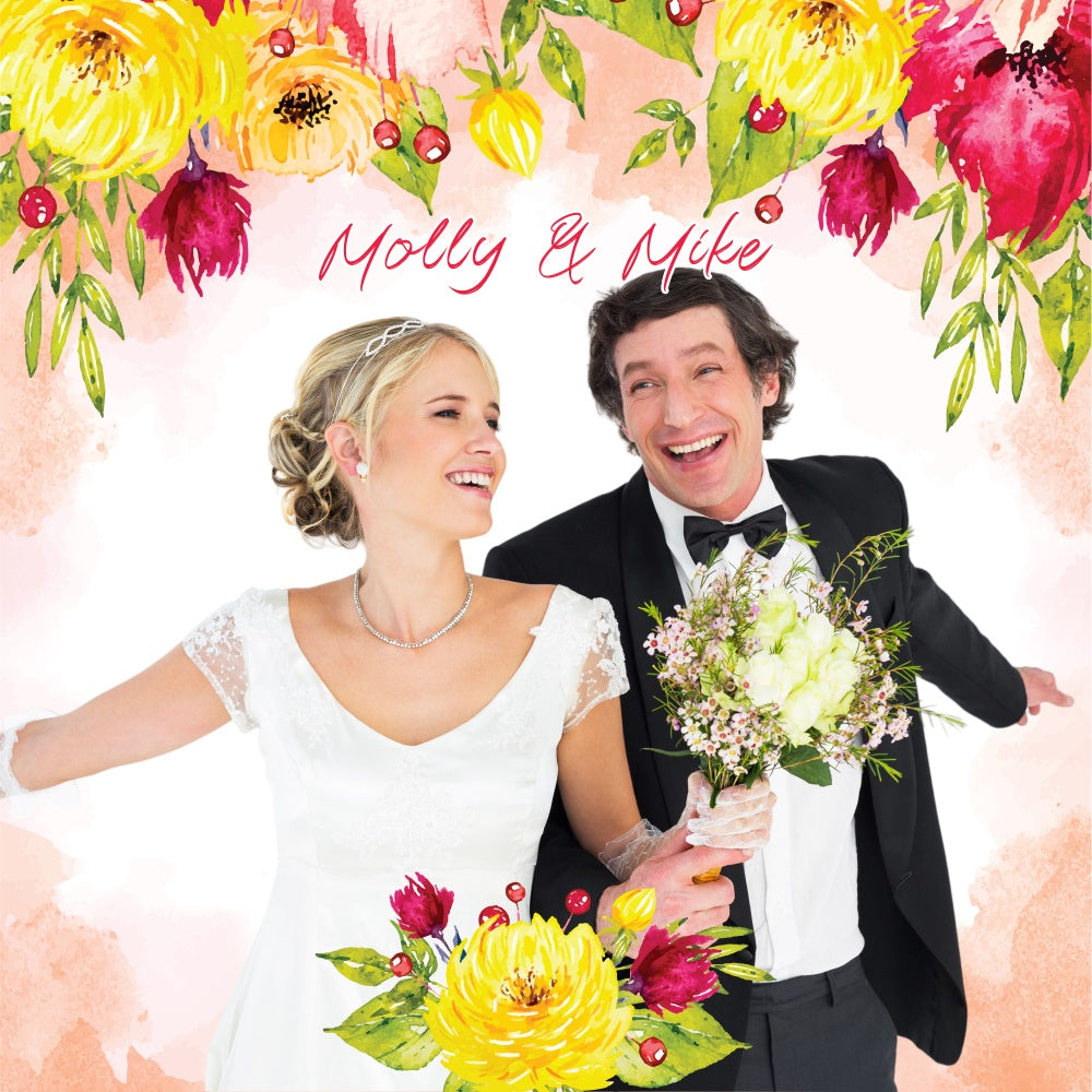 Wedding Backdrops Joyful Floral Watercolor Customized Backdrop LXX5-190