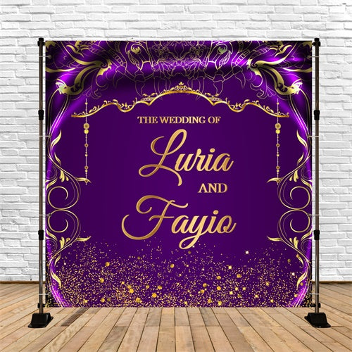 Wedding Photo Backdrop Ornate Gold Purple Customized Backdrop LXX5-192