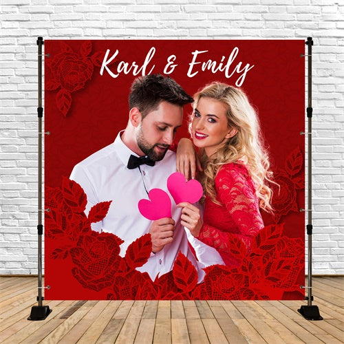 Backdrop For Wedding Lace Rose Love Personalized Backdrop LXX5-199