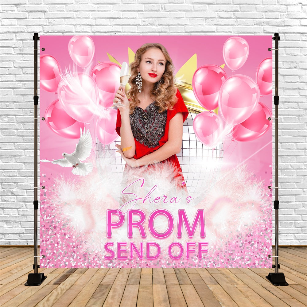 Prom Backdrop Blush Balloons Send Off Custom Party Graduation Backdrop LXX5-225