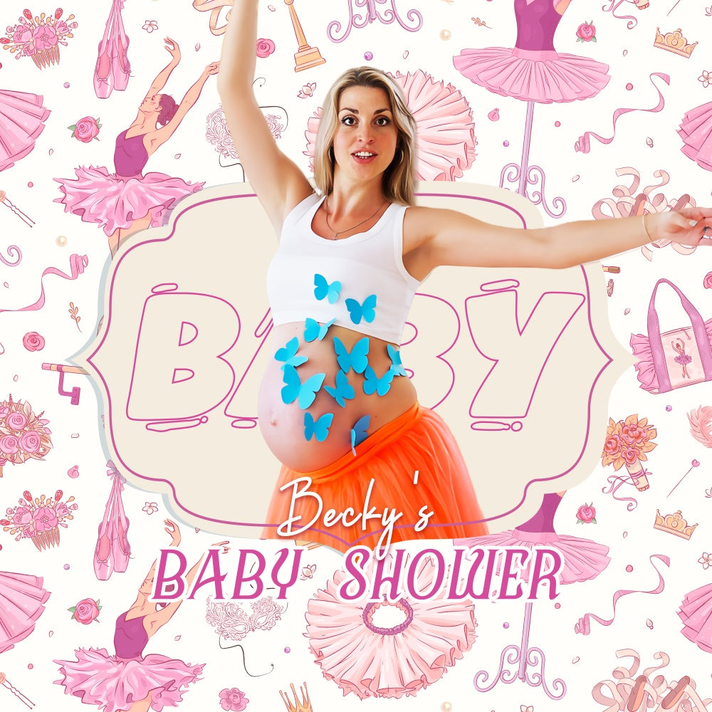 Baby Shower Backdrop Ideas Pink Ballet Grace Personalized Backdrop LXX5-237