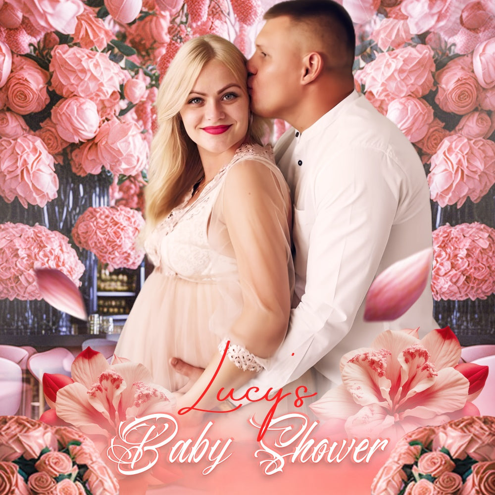 Backdrop For Baby Shower Romantic Rose Garden Custom Backdrop LXX5-238