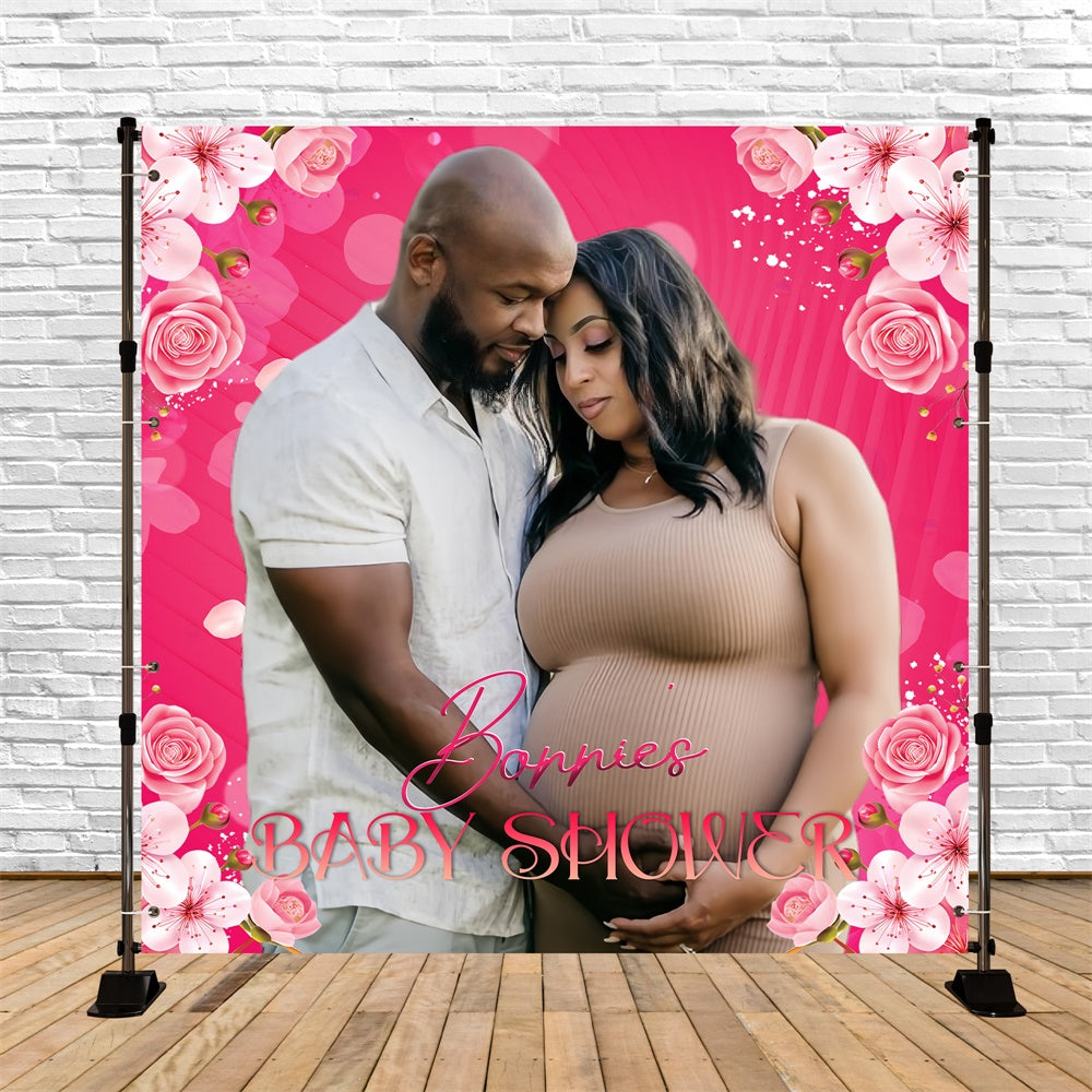 Baby Shower Backdrop Ideas Rose Bloom Pink Customized Backdrop LXX5-239