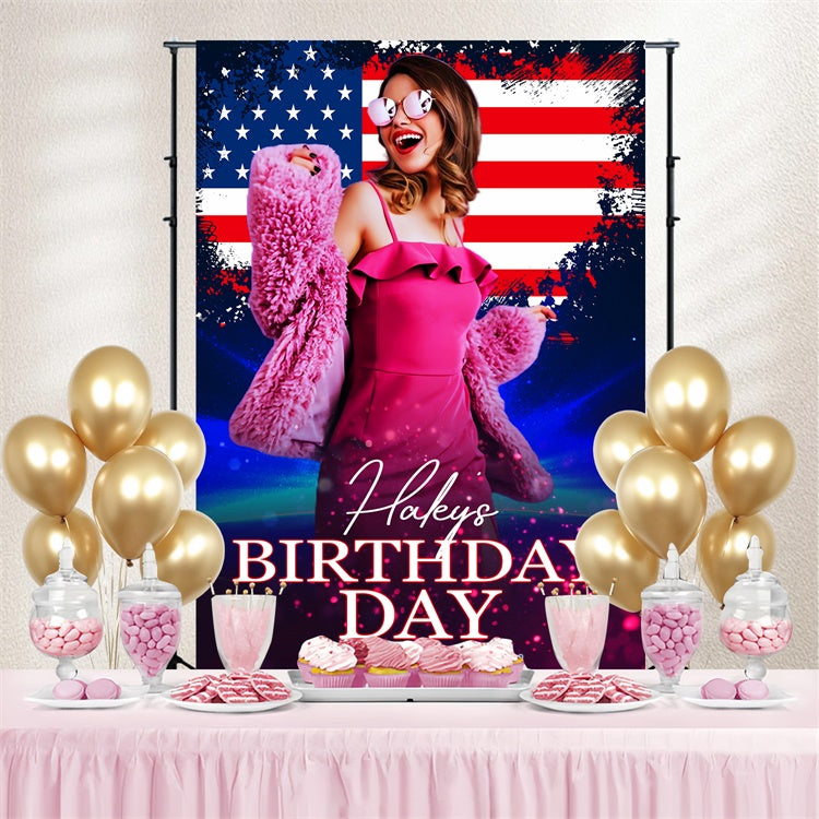 4th of July Backdrops Patriotic Flag Custom Birthday Backdrop LXX5-44
