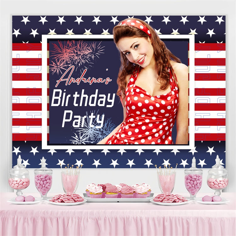 Custom Birthday Backdrop Retro Flag Independence Day Backdrops LXX5-52