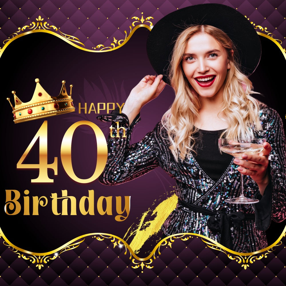 40th Birthday Backdrop Royal Crown Personalized Backdrop LXX5-87