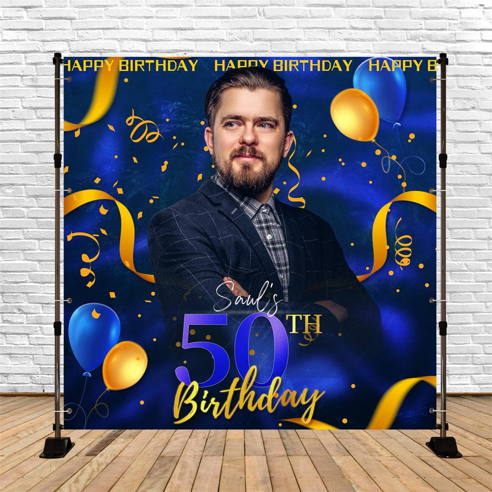 50th Birthday Photo Backdrop Royal Balloon Personalised Backdrop LXX5-93