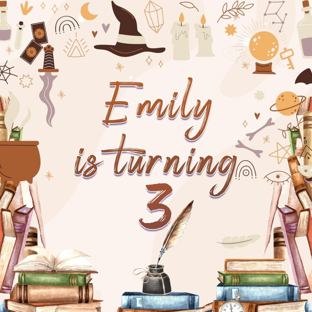 Custom Birthday Backdrops Enchanted Books 3rd Backdrop LXX5-96