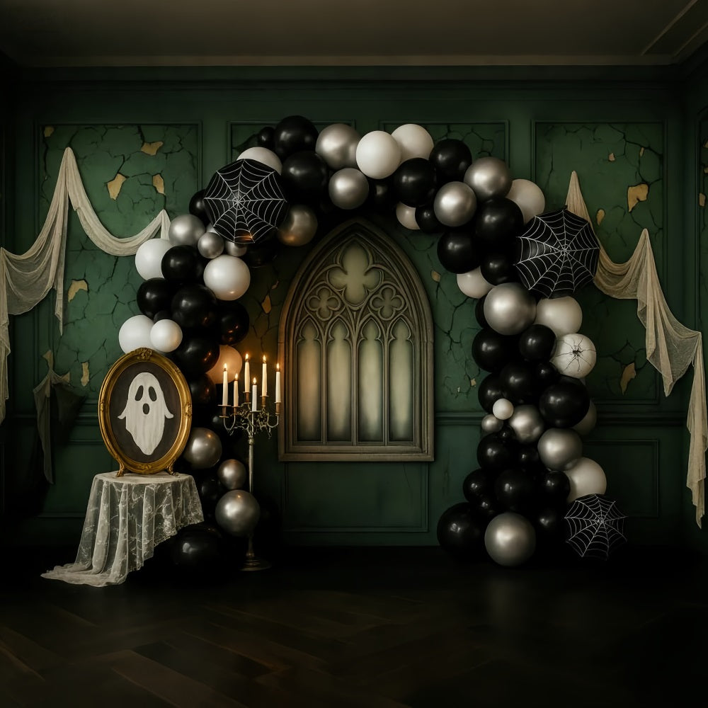 Vintage Wall Backdrop Gothic Ghost Balloon Arch Victorian Photo Backdrop LXX510-106