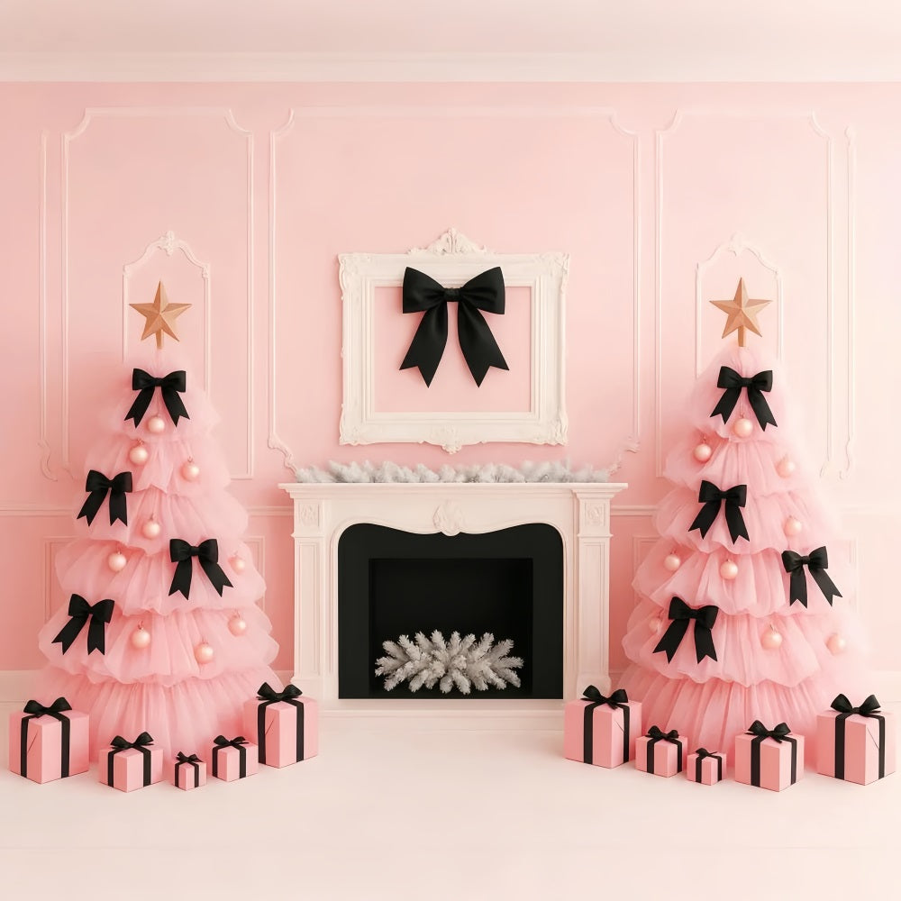 Pink Bow Backdrop Pink Bow Christmas Elegance Victorian Backdrops LXX510-114