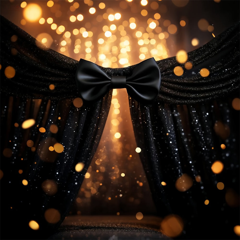 Black Bow Backdrop Sparkling Black Bow Curtain Victorian Backdrop LXX510-116