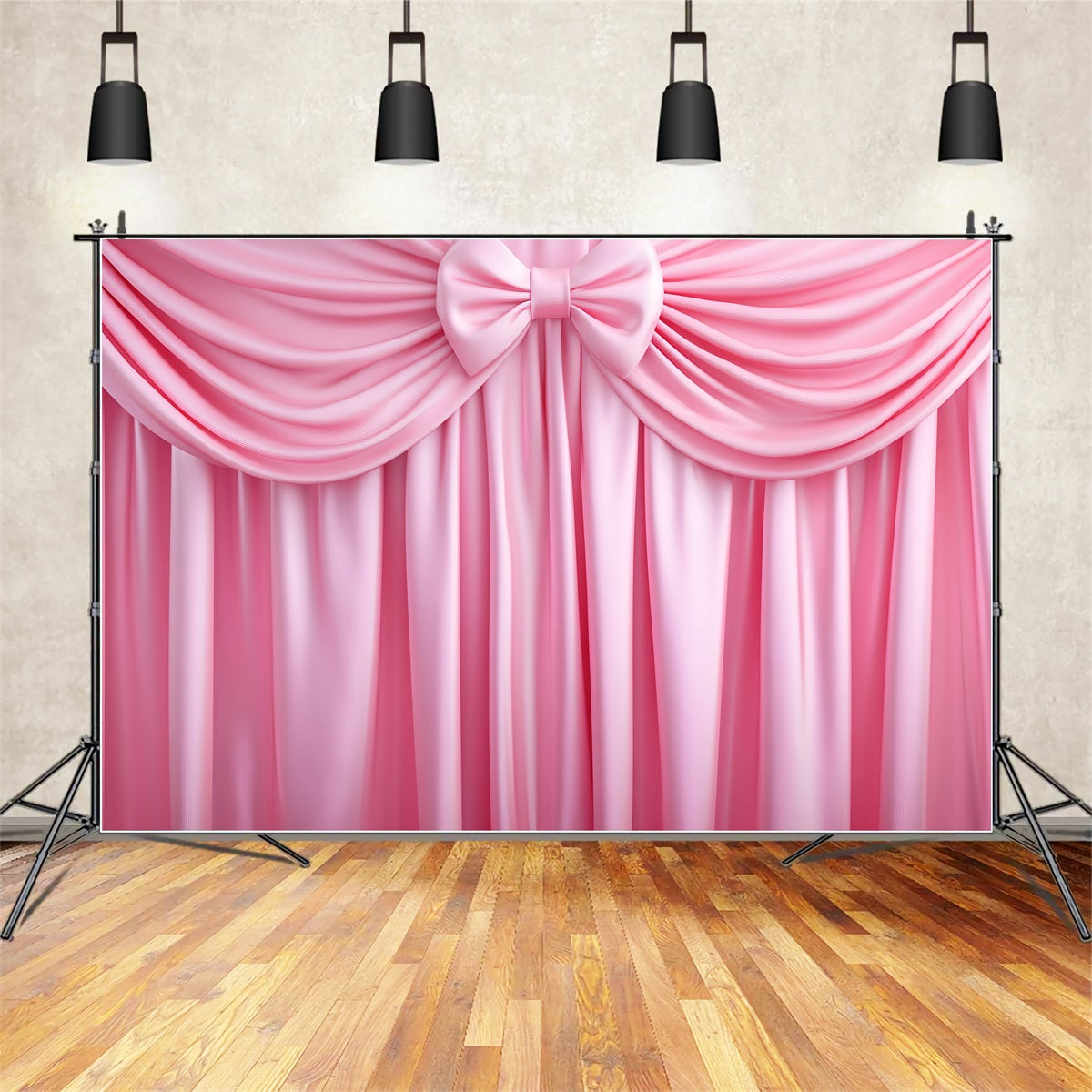 Large Bow Backdrop Satin Pink Bow Drapery Victorian Backdrop LXX510-122