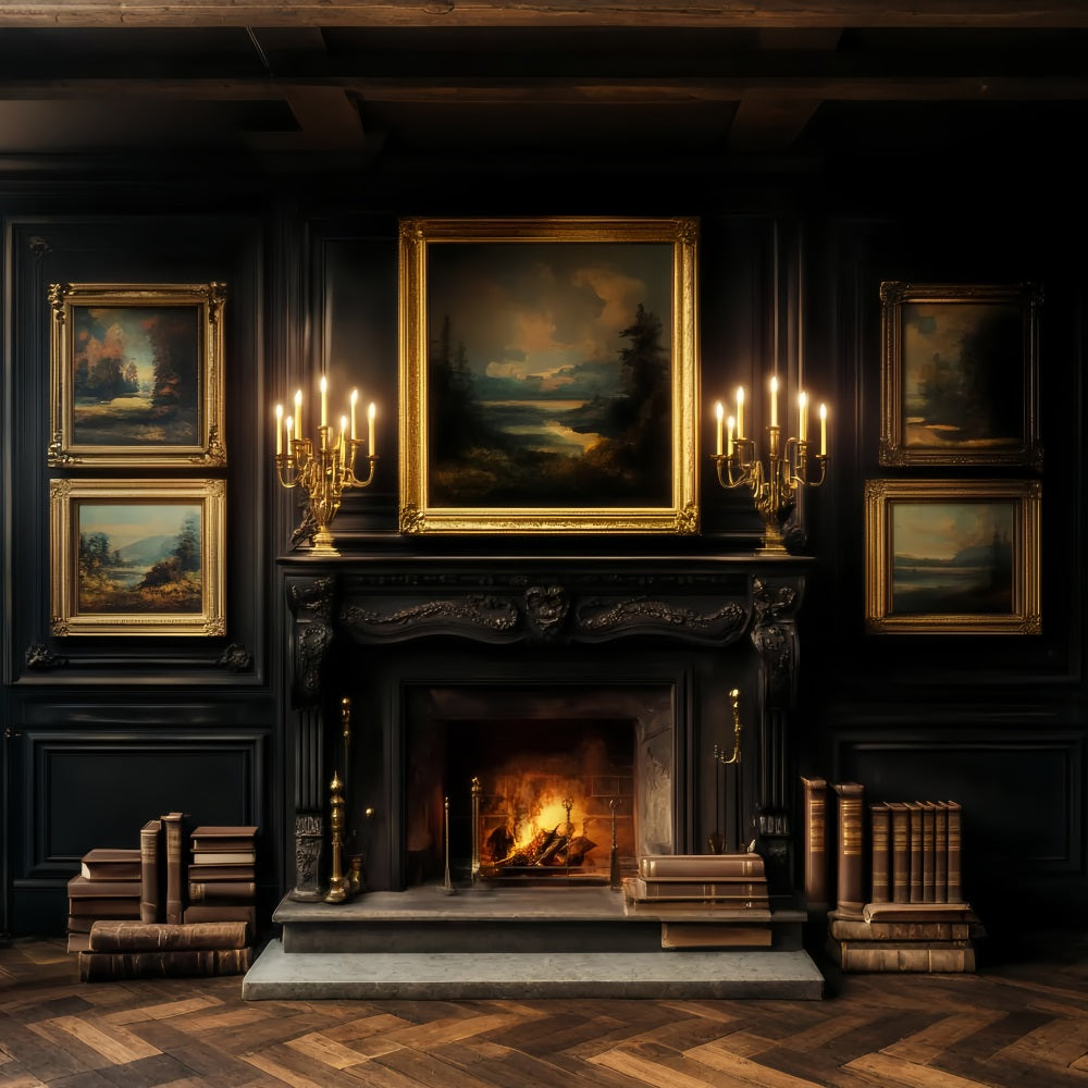 Victorian Backdrop Dark Library Candlelight Gallery Victorian Photo Backdrop LXX510-123