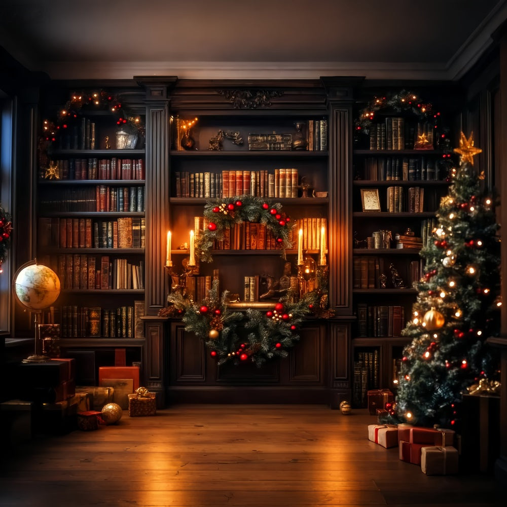 Victorian Christmas Backdrop Classic Study Fireplace Victorian Backdrop LXX510-124