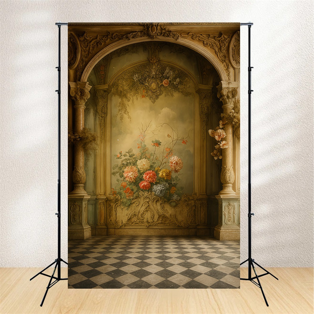 Vintage Wall Backdrop Baroque Arch Bloom Hall Victorian Backdrop LXX510-127