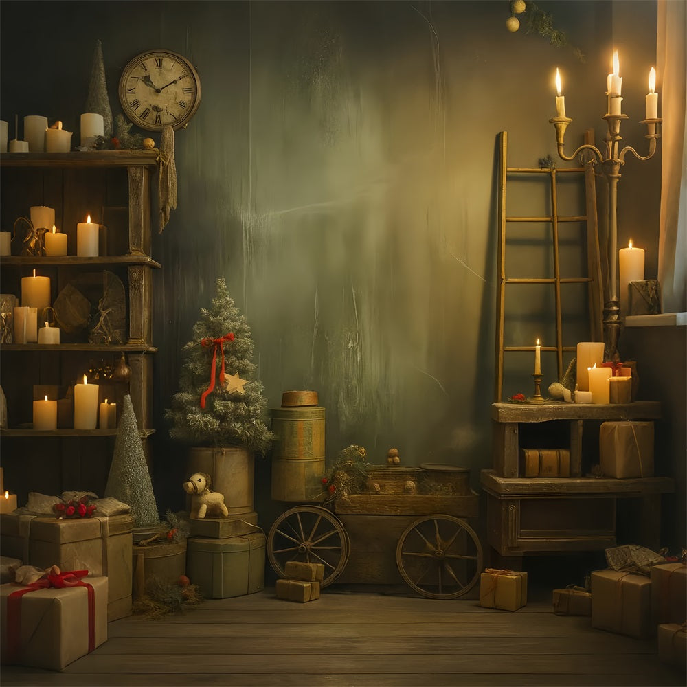Victorian Christmas Backdrop Vintage Clock Rustic Christmas Victorian Backdrop LXX510-131
