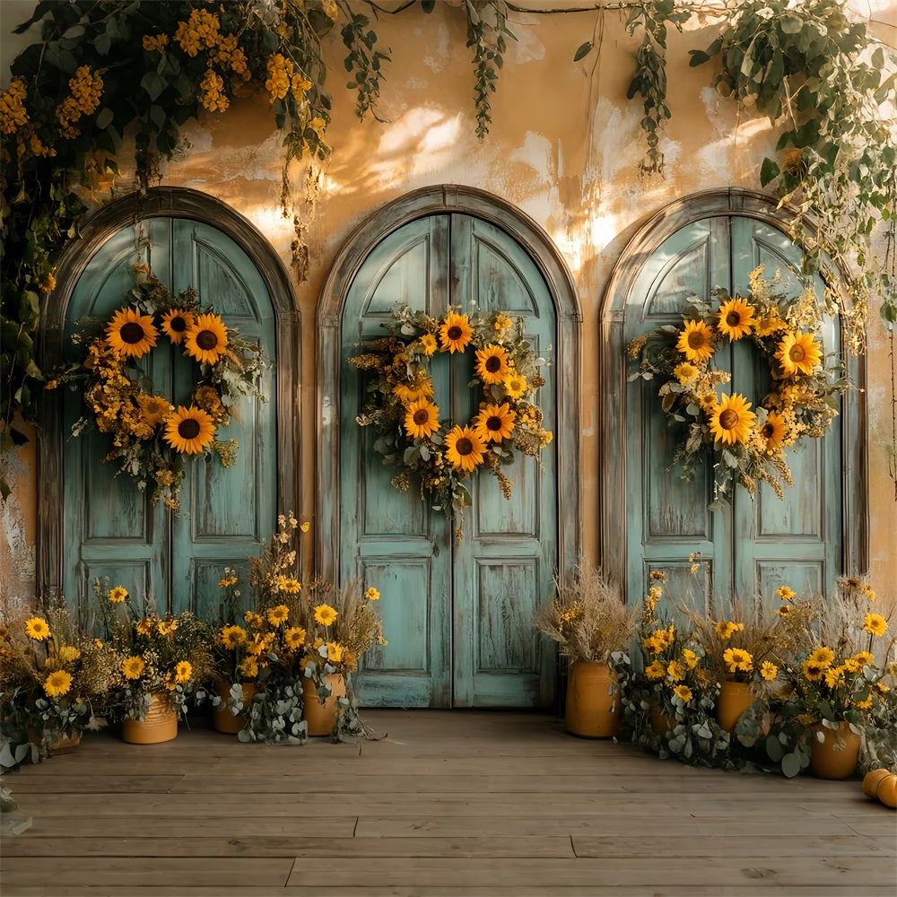 Vintage Wall Backdrop Sunflower Arch Doorway Charm Victorian Photo Backdrop LXX510-132
