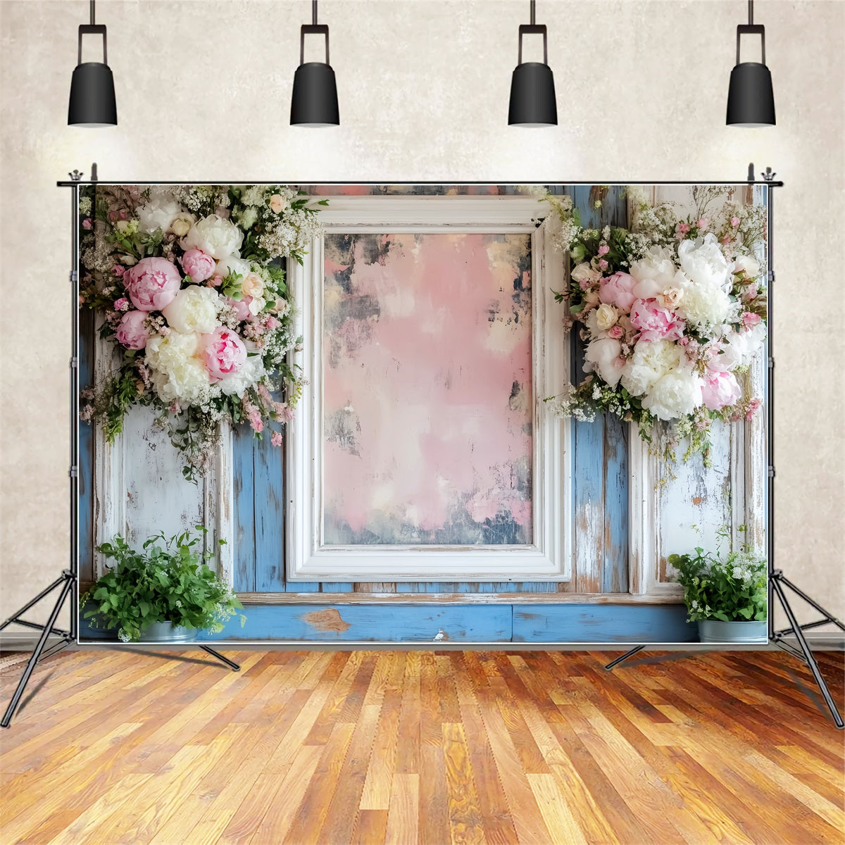 Vintage Wall Backdrop Pastel Floral Frame Accent Victorian Backdrops LXX510-133