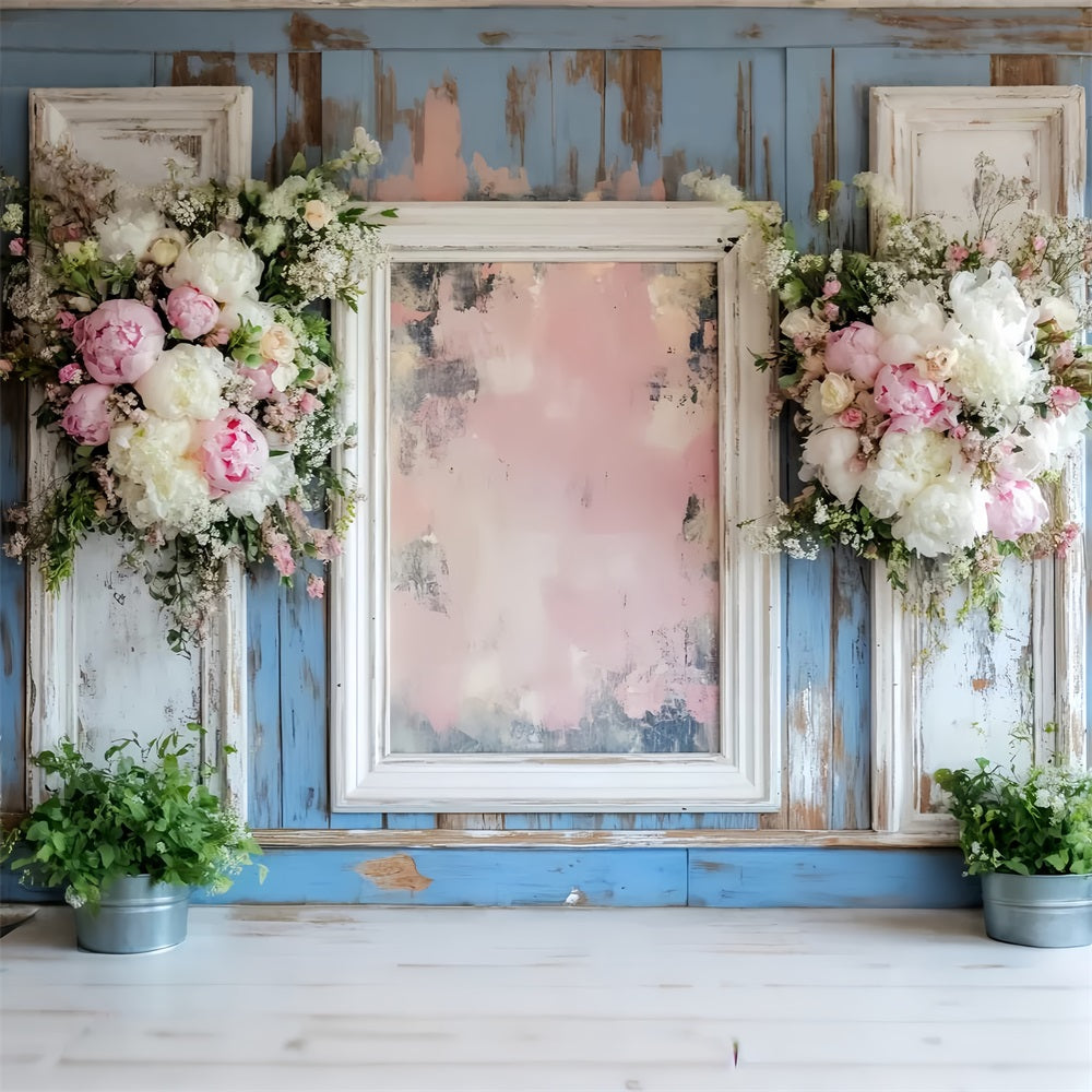 Vintage Wall Backdrop Pastel Floral Frame Accent Victorian Backdrops LXX510-133