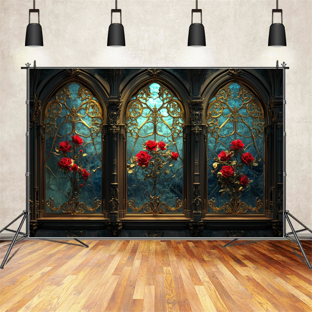 Vintage Wall Backdrop Gothic Rose Stained Elegance Victorian Backdrop LXX510-134
