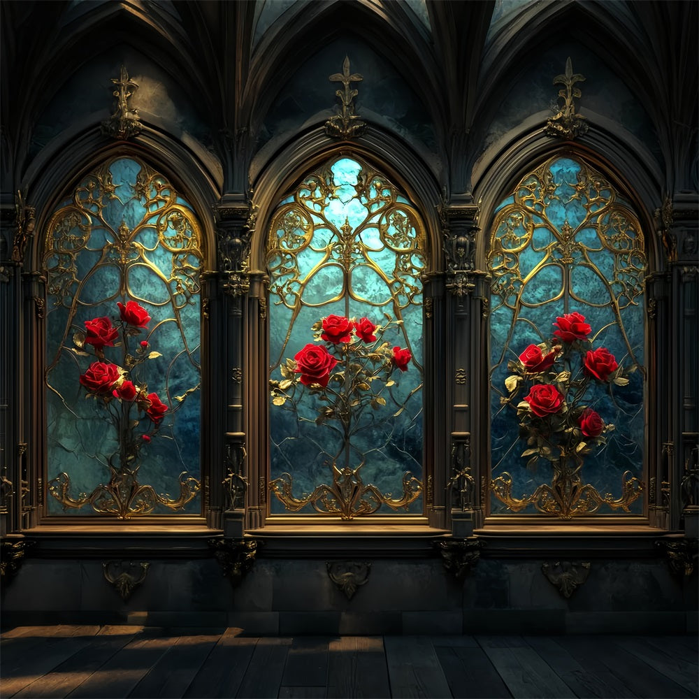 Vintage Wall Backdrop Gothic Rose Stained Elegance Victorian Backdrop LXX510-134