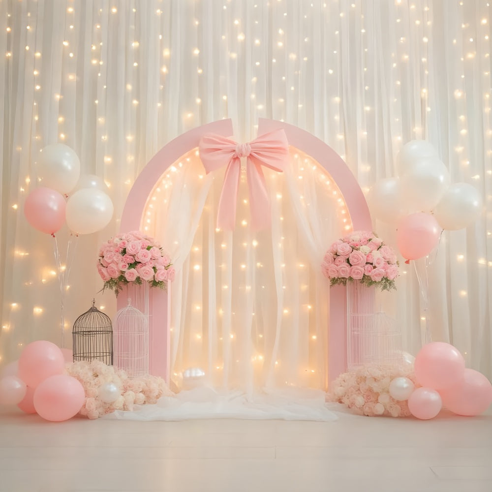Bow Backdrop Rose Arch Light Elegance Wedding Backdrop LXX510-145