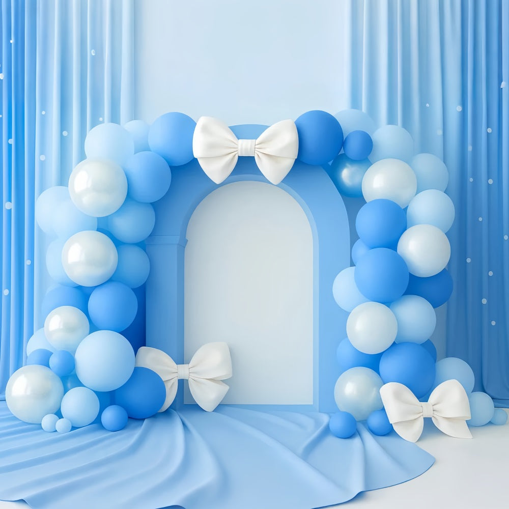 Bow Backdrop Blue Balloon Arch Elegance Cake Smash Backdrop LXX510-149