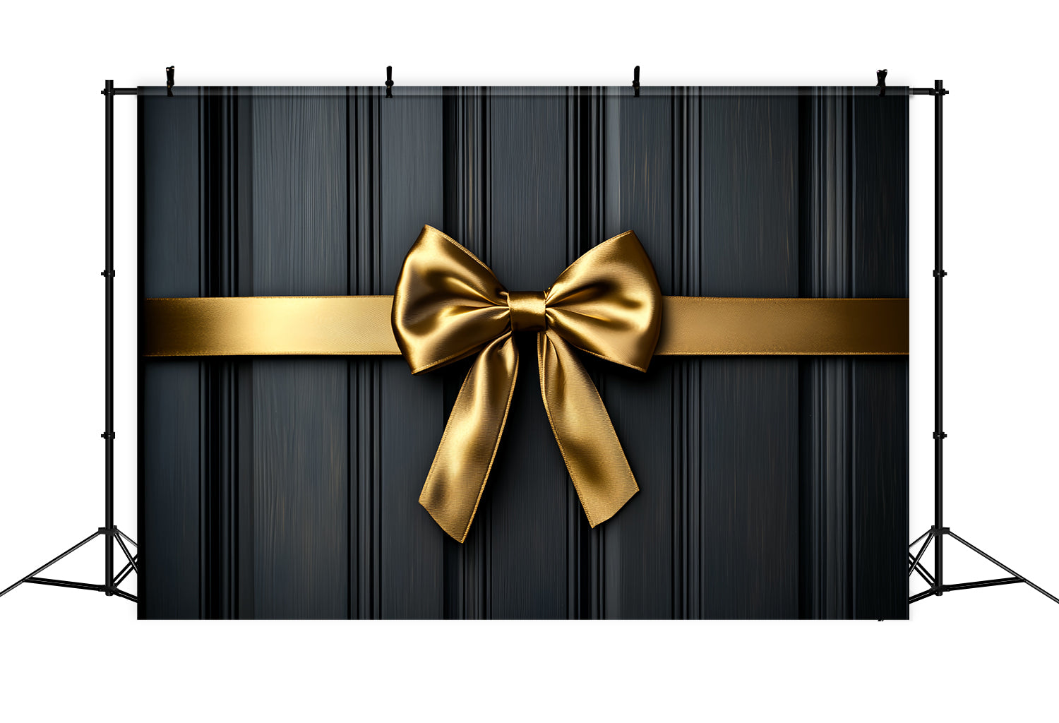 Large Bow Backdrop Golden Ribbon Luxury Texture Christmas Backdrop LXX510-157