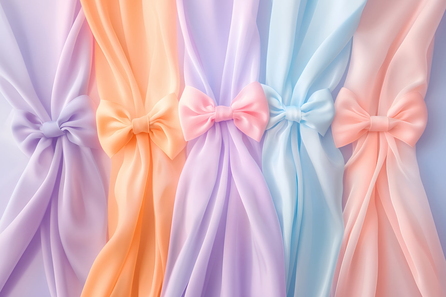 Bow Backdrop Soft Pastel Draped Ribbons Wedding Backdrop LXX510-161