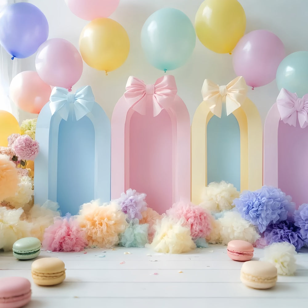 Bow Backdrops Pastel Balloons Colorful Arches Cake Smash Birthday LXX510-163