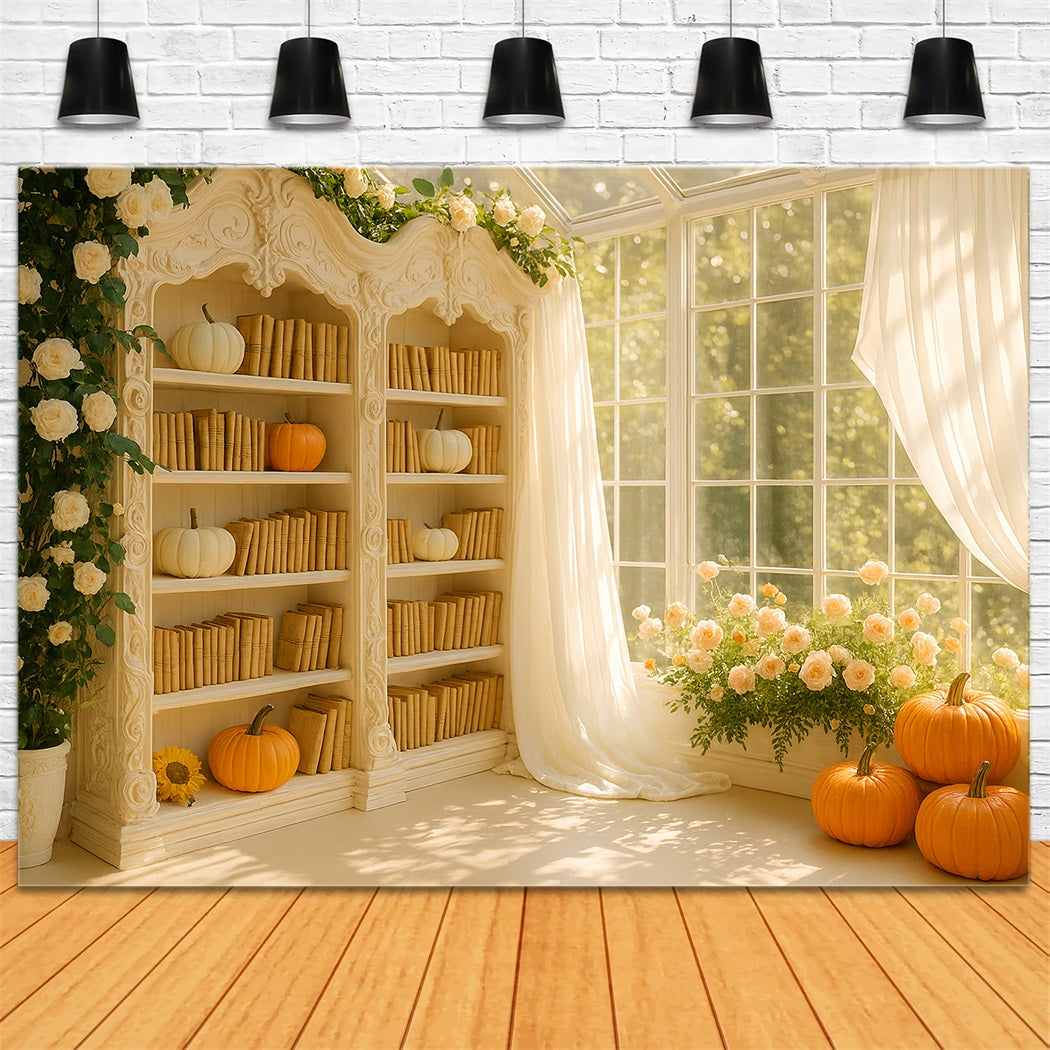 Pumpkin Backdrop Golden Library Pumpkin Glow Thanksgiving Backdrop Ideas LXX510-21