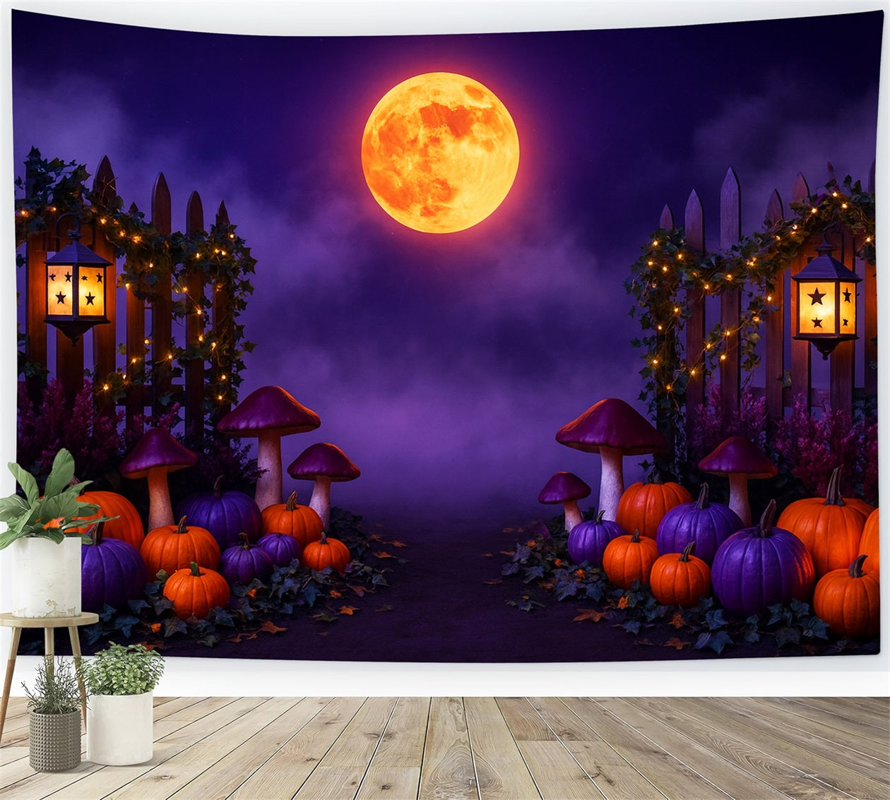Pumpkin Backdrop Purple Moon Pumpkin Path Thanksgiving Backdrop LXX510-30
