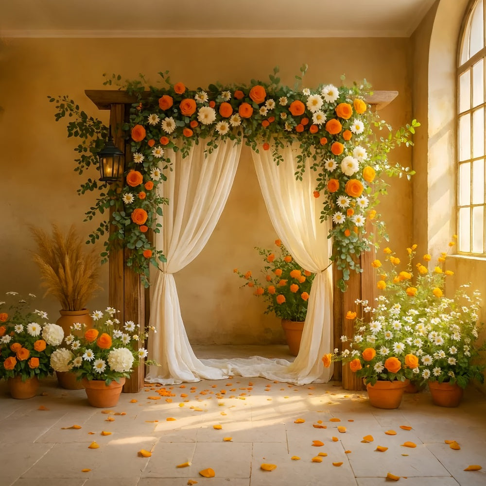 Fall Flower Backdrop Floral Arch Autumn Romance Thanksgiving Backdrops LXX510-32