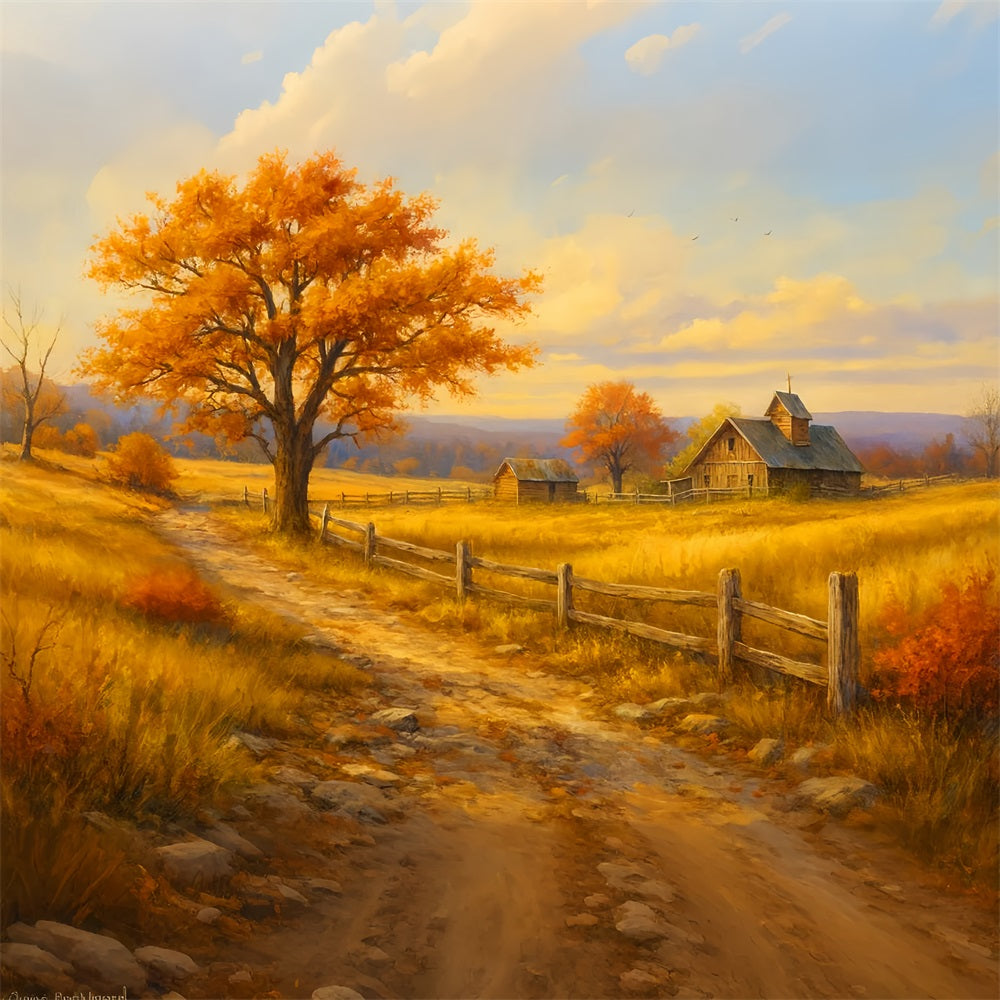 Farm Backdrop Golden Path Farm View Happy Thanksgiving Backdrop LXX510-35