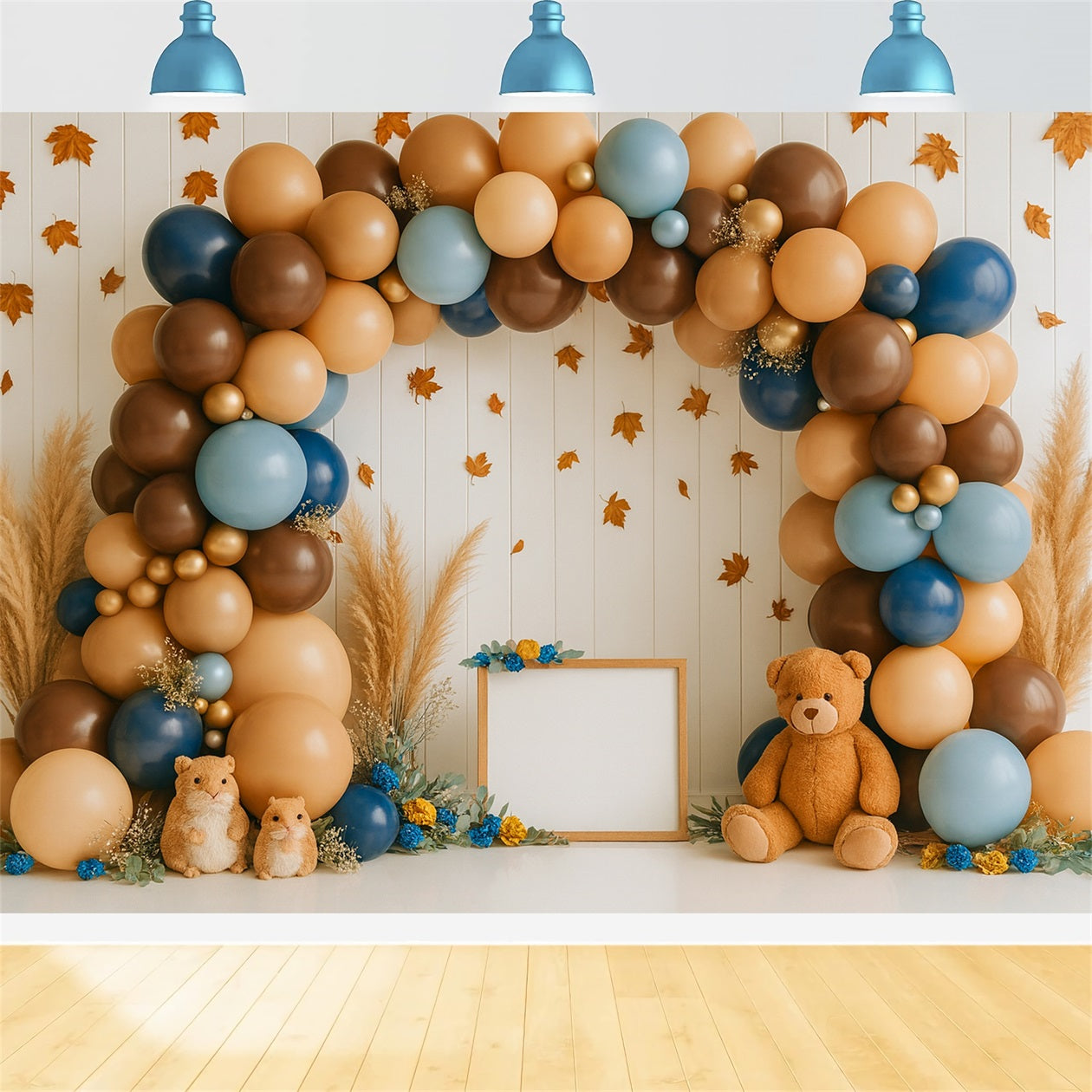 Fall Backdrop Ideas Balloon Arch Cozy Celebration Thanksgiving Backdrop Ideas LXX510-45