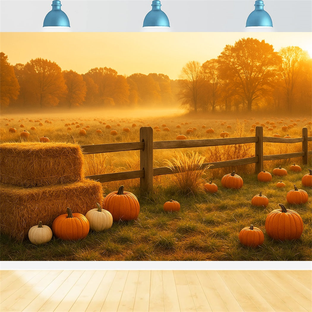 Pumpkin Patch Backdrop Golden Meadow Pumpkin Field Thanksgiving Backdrop LXX510-48