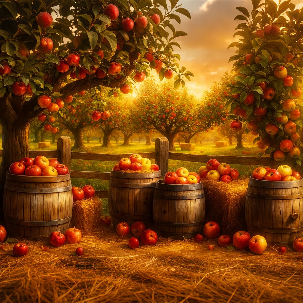 Farm Backdrop Apple Orchard Golden Harvest Thanksgiving Backdrops LXX510-50
