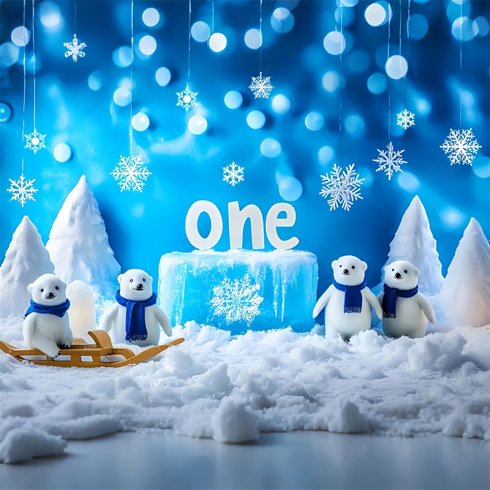 Snowflake Backdrop Polar Bears Snowy Wonderland Winter Backdrop LXX510-52