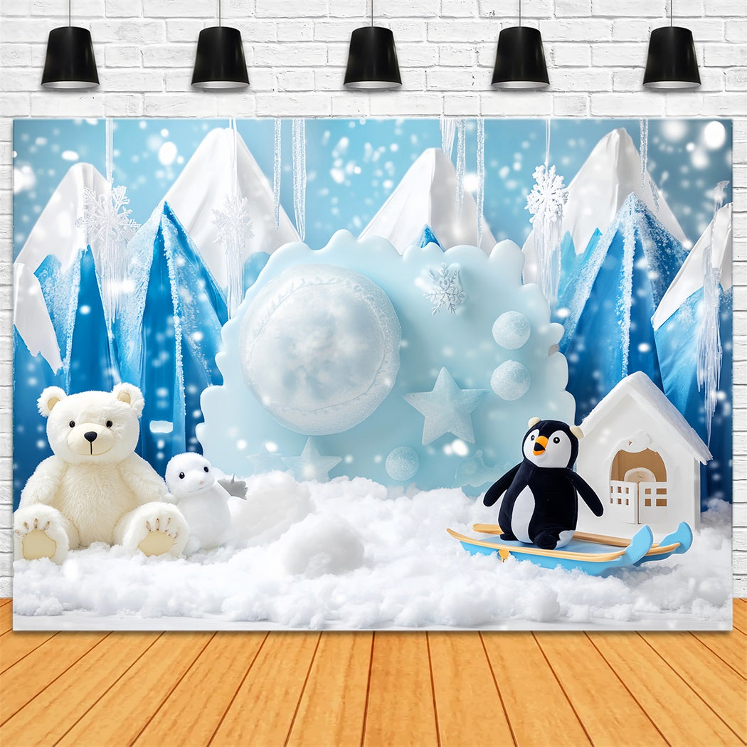 Snowflake Photo Backdrop Arctic Friends Frosty Adventure Winter Backdrops LXX510-53