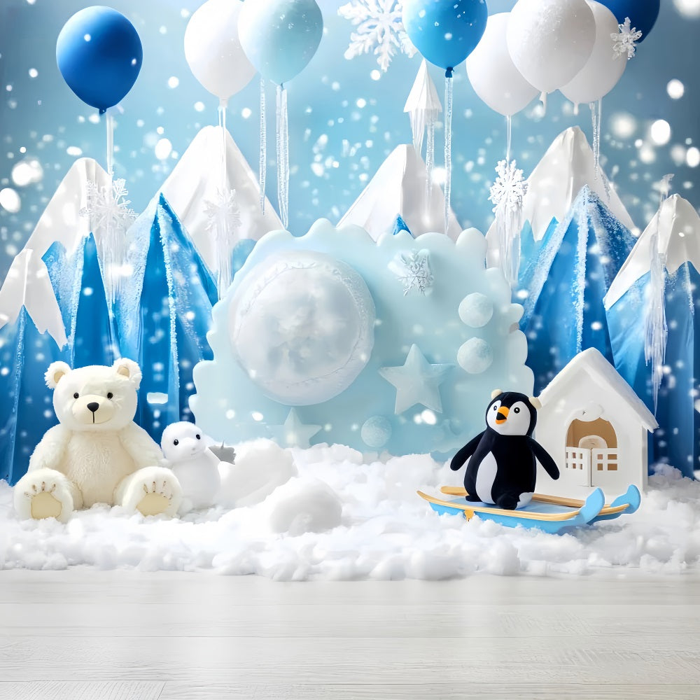 Snowflake Photo Backdrop Arctic Friends Frosty Adventure Winter Backdrops LXX510-53