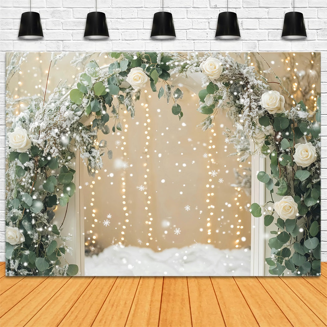 Snowflake Backdrops Winter Roses Frosted Archway Winter Photo Backdrops LXX510-55