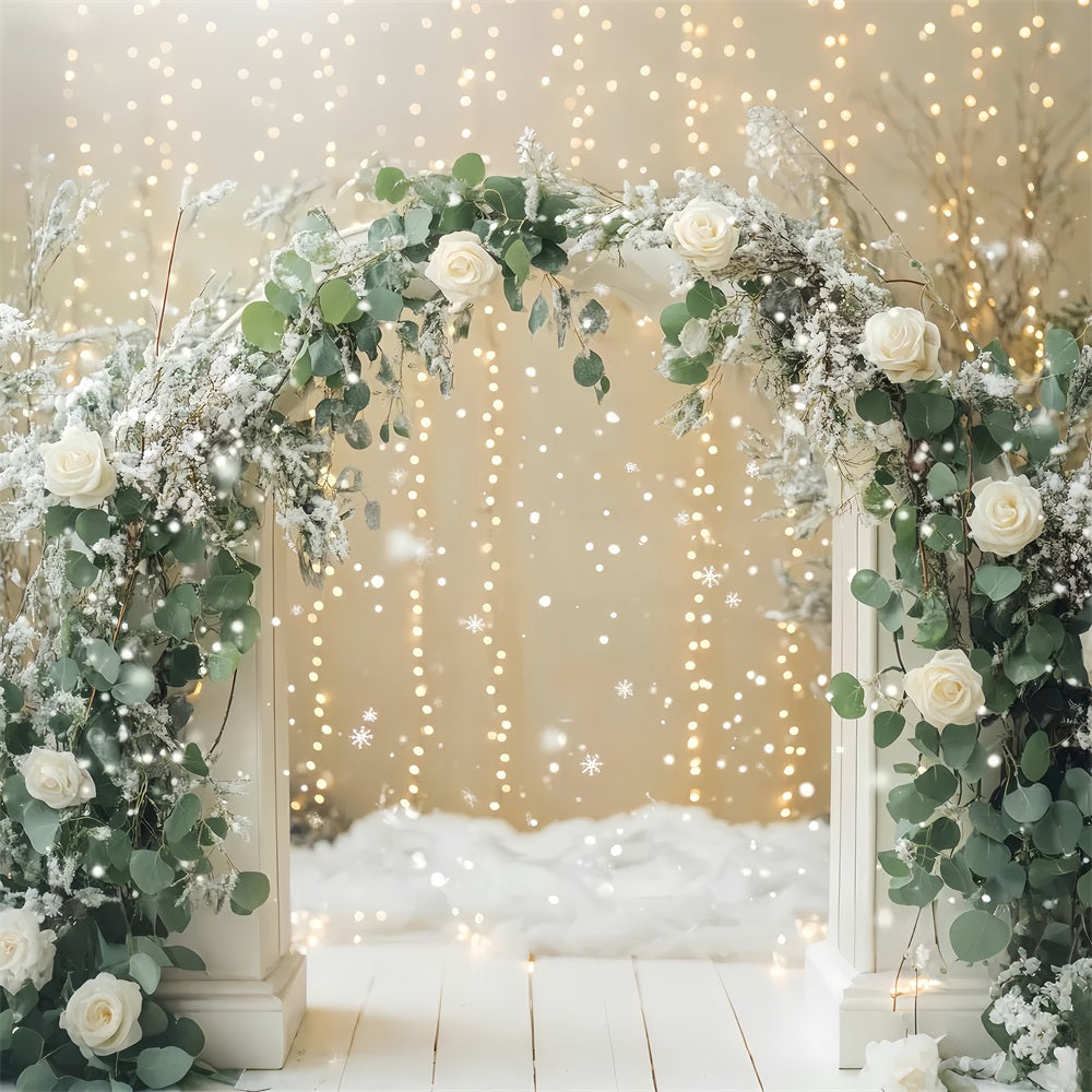 Snowflake Backdrops Winter Roses Frosted Archway Winter Photo Backdrops LXX510-55