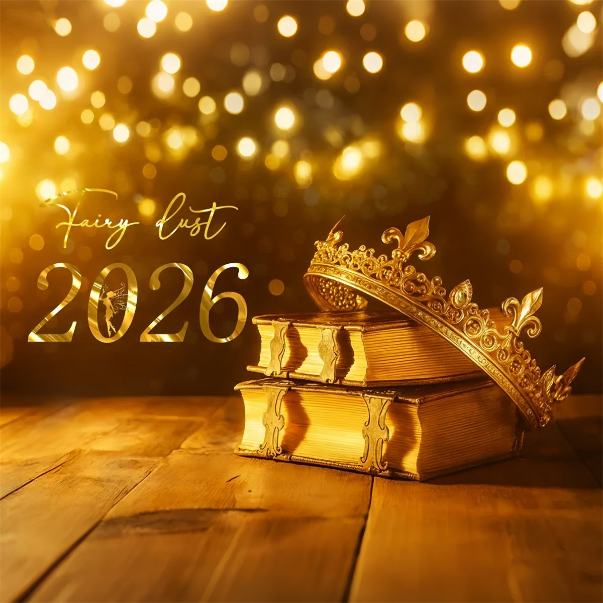 2026 New Year Backdrop Golden Crown Fairy Sparkle New Year Backdrop LXX510-6