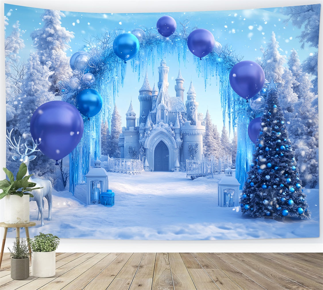 Winter Wonderland Backdrop Blue Castle Balloon Wonderland Winter Backdrops LXX510-69