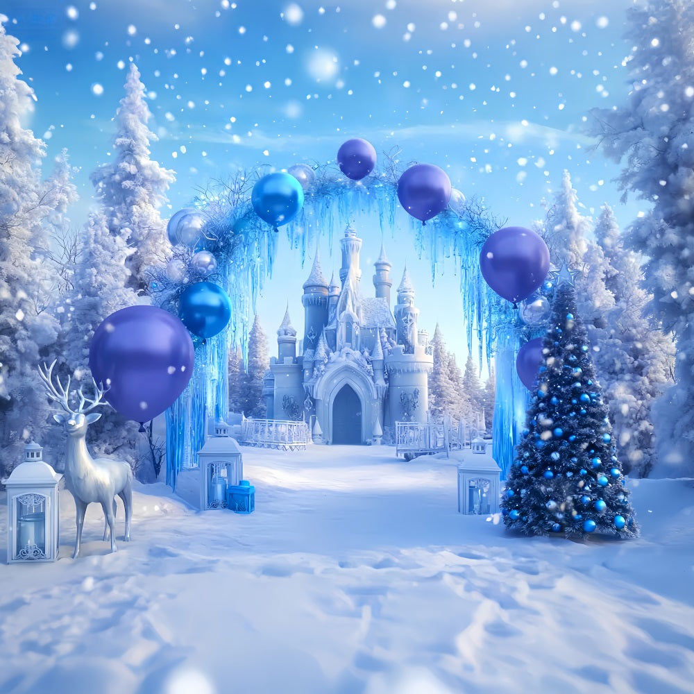Winter Wonderland Backdrop Blue Castle Balloon Wonderland Winter Backdrops LXX510-69