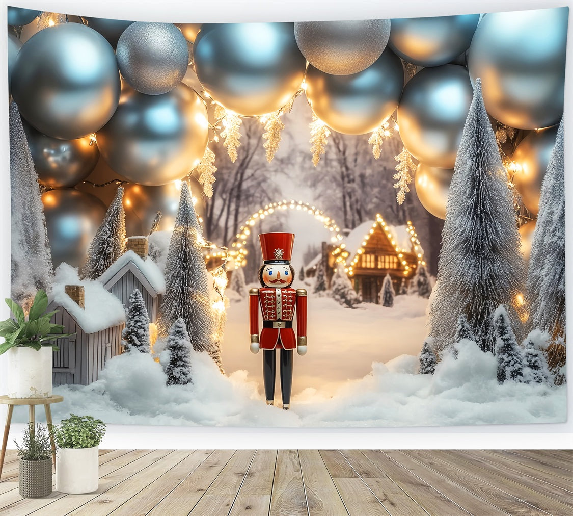 Winter Backdrop Nutcracker Silver Balloon Village Winter Snow Backdrop LXX510-72