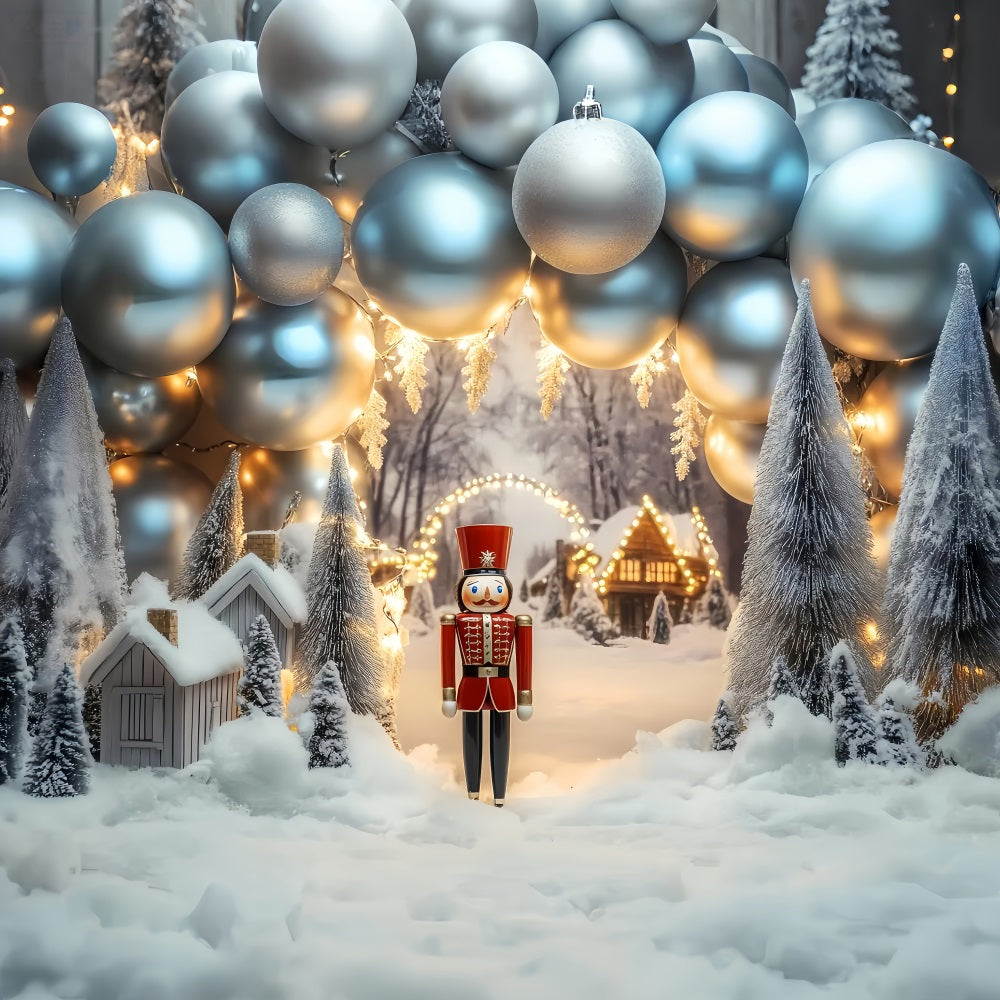 Winter Backdrop Nutcracker Silver Balloon Village Winter Snow Backdrop LXX510-72